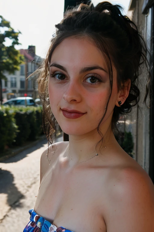 <lora:Christina:0.8>, full color portrait of a young woman, wearing a dress, in a crowded street, natural light, RAW photo, subject, 8k uhd, dslr, soft lighting, high quality, film grain, Fujifilm XT3