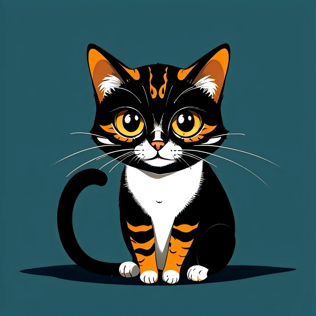 <lora:simple_cartoon_style:0.8>,
simple_cartoon, cat, :3,,2d,simple,drawing,cartoon,