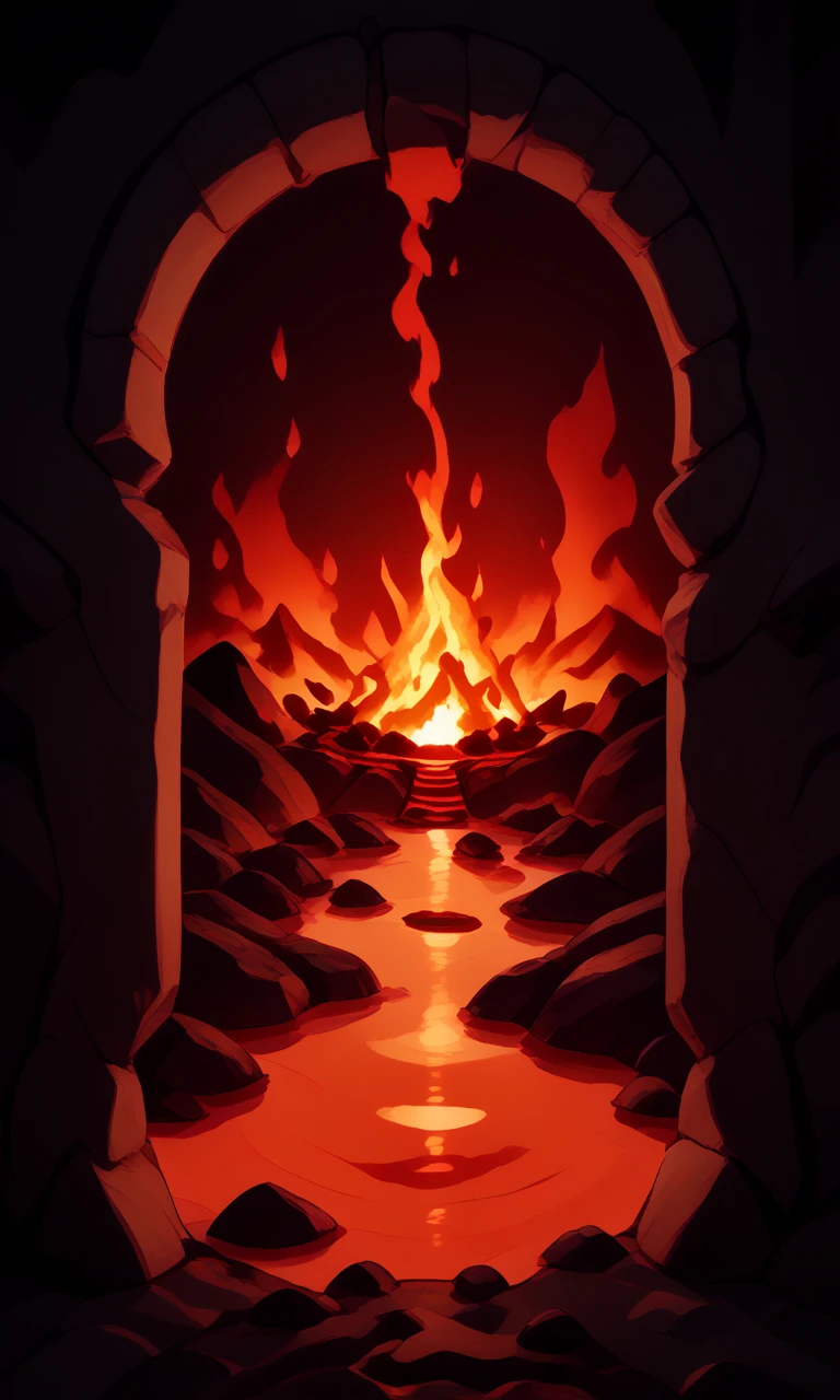 <lora:Keyhole_Art_Pony:1.5>, keyhole_art, simple_foreground, keyhole_view, lava land, lava, fire, burning, hot,, source_cartoon, score_9, score_8_up, score_7_up,