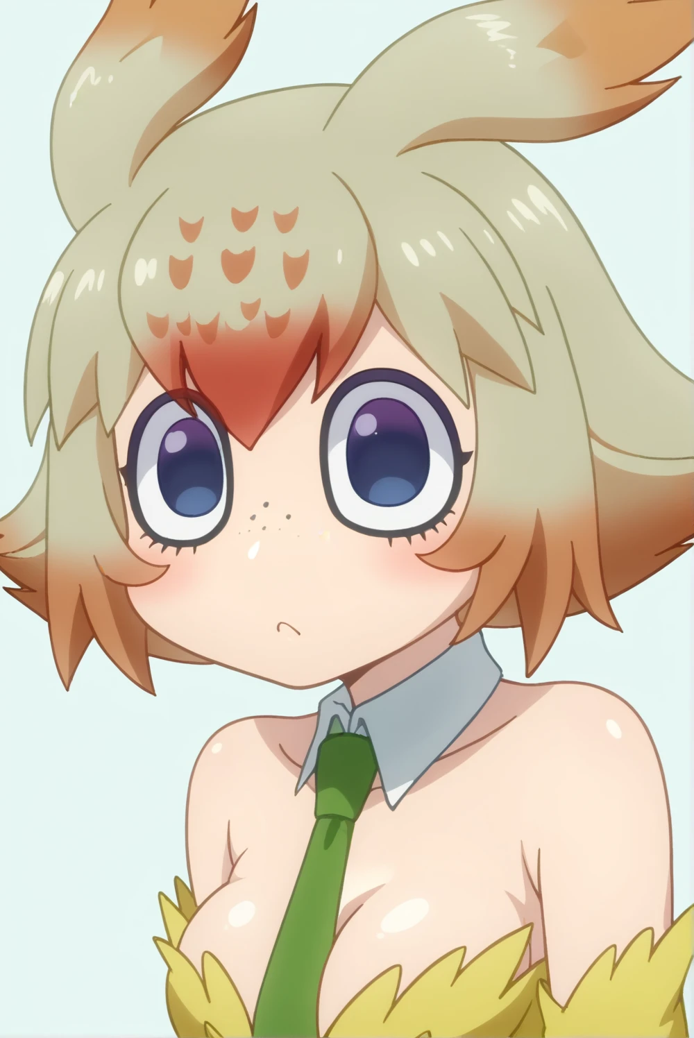 (best quality, masterpiece, RAW photo,ultra-detailed:1.2), 1girl,solo,
 short hair, orange hair, green eyes, freckles, masterpiece, expensive quality, very_expensive_solve, big_file size, full color,(completely nude:1.2),pussy,niplles,(**** kid),flat chest,