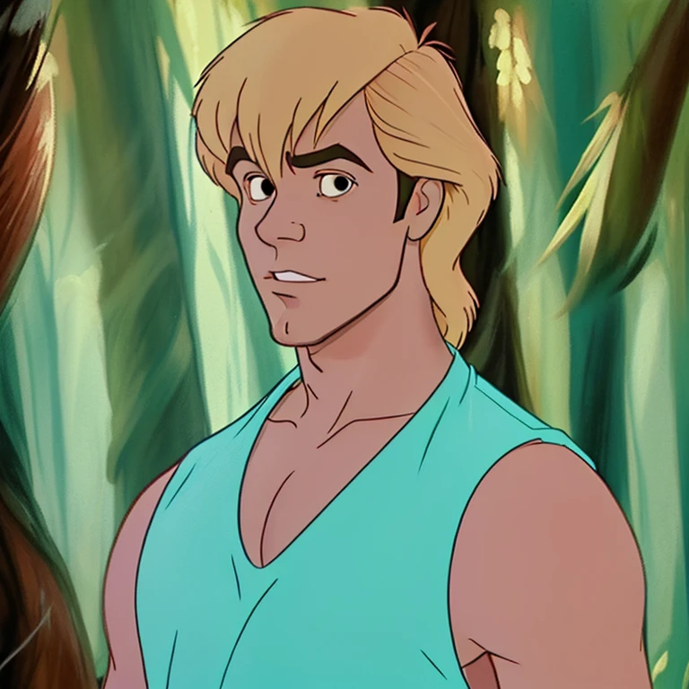 <lora:Zak V1.0-HH-000020:0.75> z9k5, 1boy,disney style animation drawing, drawing with dark lines, flat colors
1boy,man, forest, tank top, (close-up)
 <lora:DisneyRenV2:0.1> disneyrenaissance style