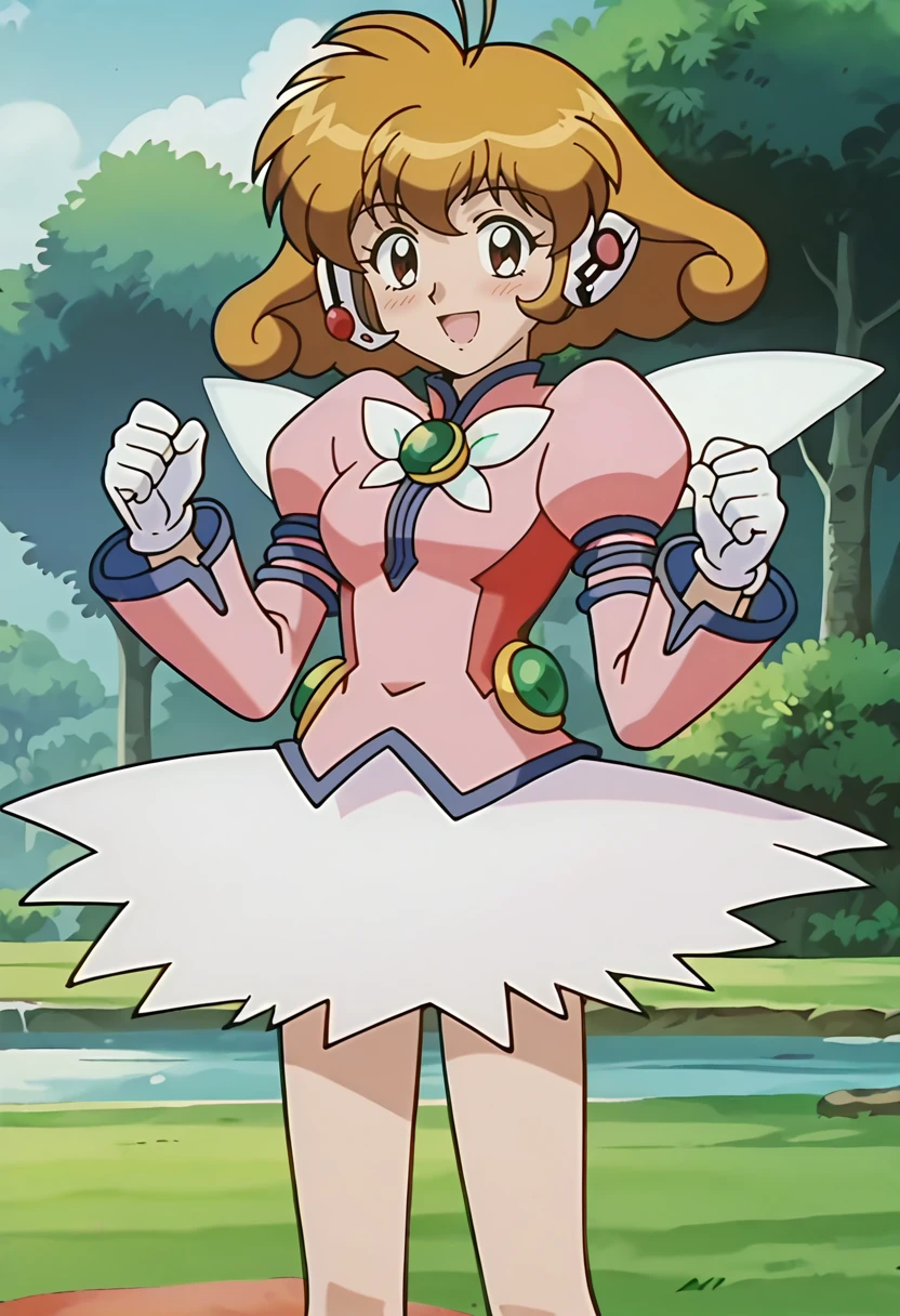 score_9, score_7_up, hd, (ultra hd quality details), source_anime,
solo, 1girl, kasugayuidef, antenna hair, anime screencap,
cyuidefclothes, magical girl, headgear, juliet sleeves, brooch, white gloves, skirt, wings,
looking at viewer, blush, smile, open mouth,
standing,
<lora:_kasuga_yui-elesico-pony:0.9>