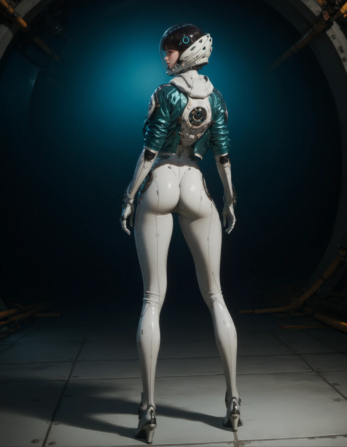 score_9, score_8_up, score_7_up,score_6_up, score_5_up,1girl, looking at the viewer,looking back, white bodysuit, blue jacket, helmet, full body, indoor, sunshine, from behind,
<lora:tfdvalbyv4:1>