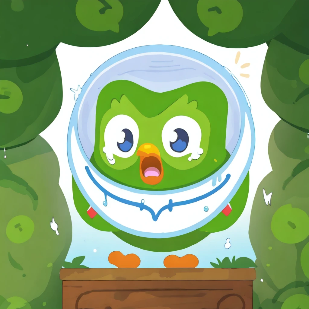 duolingo, green bird, bird, cry++,