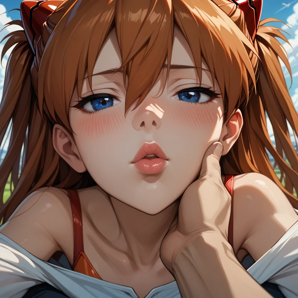 Raphtalia,(rise of the shield hero),score_9, score_8_up, score_7_up,score_6_up, source_anime, concept art twilight, digital art,realistic,macro, 1girl,solo,from side,on stomach,close-up,crush, looking down,hand,saliva, landscape, tongue out, licking ,shine body, naked, elegant makeup,black lips,black fingernails,