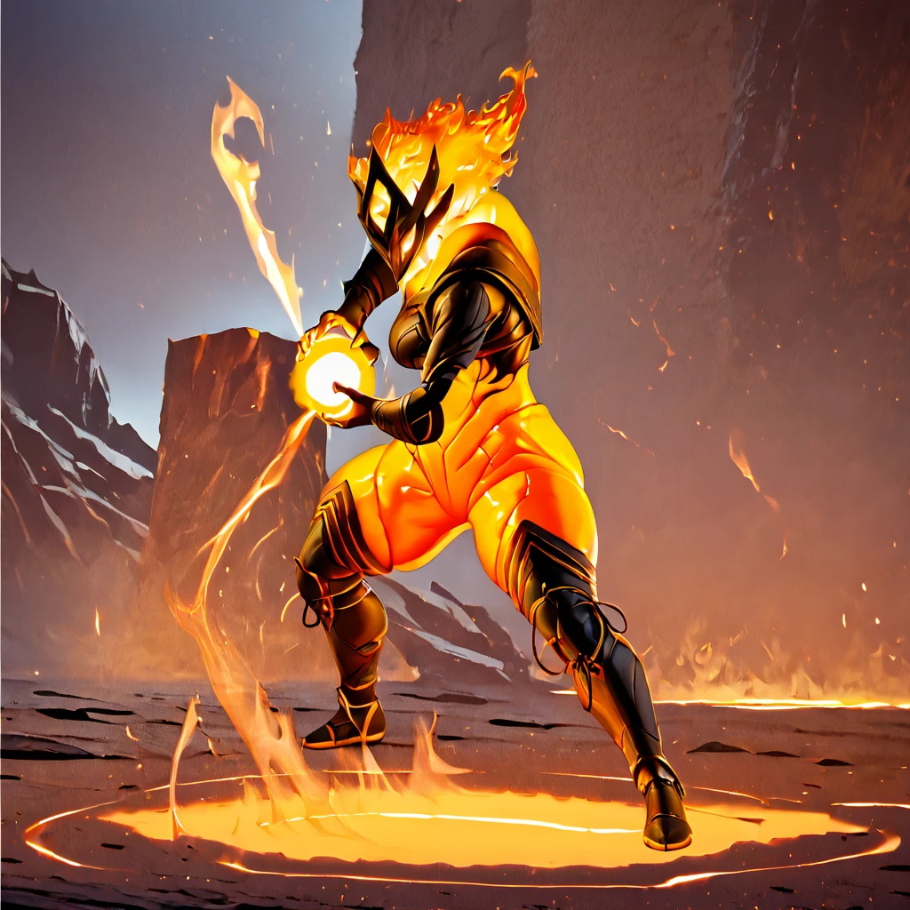 score_8_up. score_7_up, score_9, BREAK <lora:photov3:0.9>, realistic, style, standing, full body, <lora:Ember_Heirloom_Pony:1>, embh, fire, glowing, lava, <lora:kamehameha charge stance:1>, energy ball, kamehameha charge stance, aura, female, breasts, thick thighs,