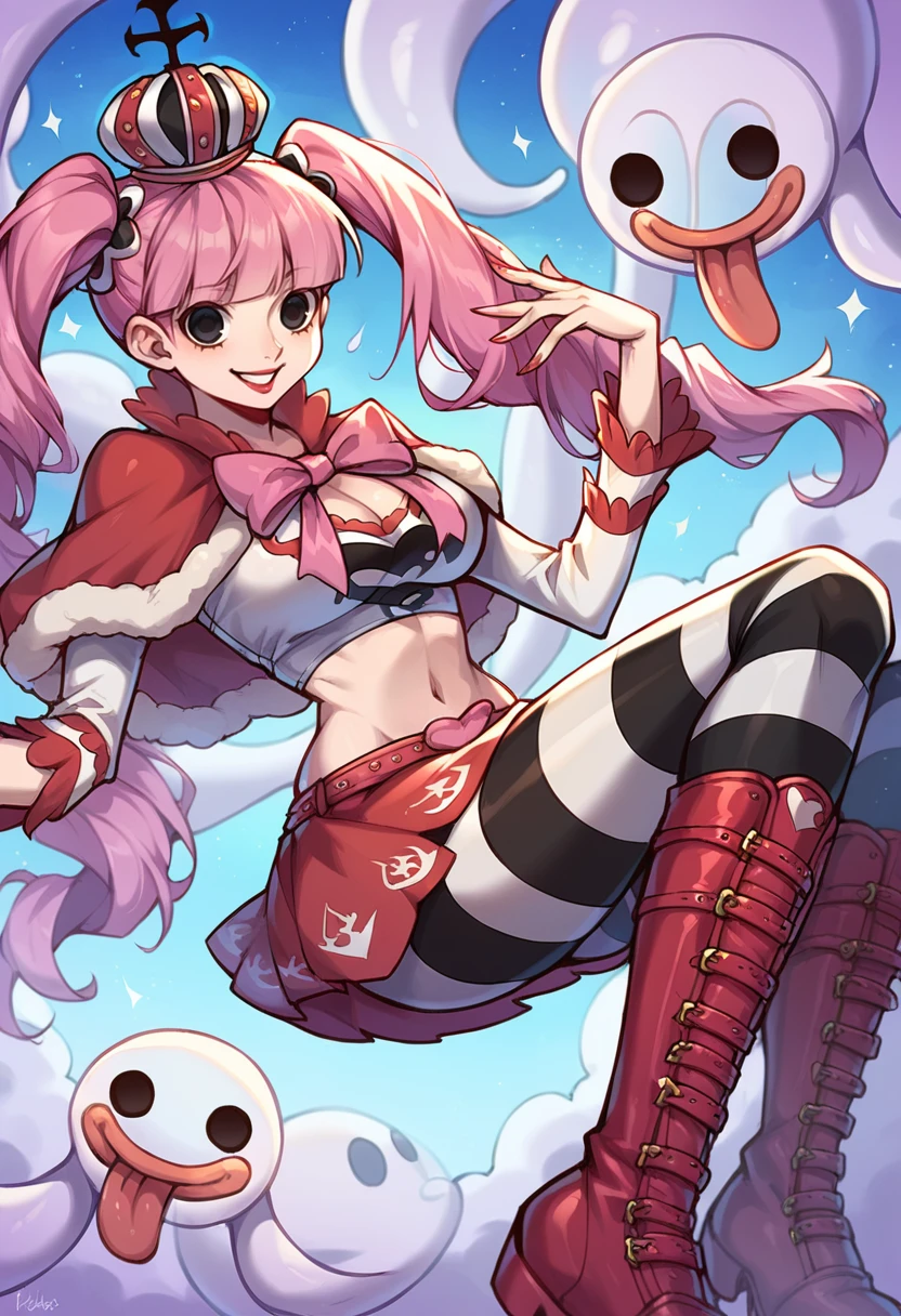 score_9, score_7_up, uncensored, BREAK
1girl,   <lora:p3r0na14-step00000900:1>, p3r0na, peronaoutfit, smile, black eyes, floating, red boots, ghost