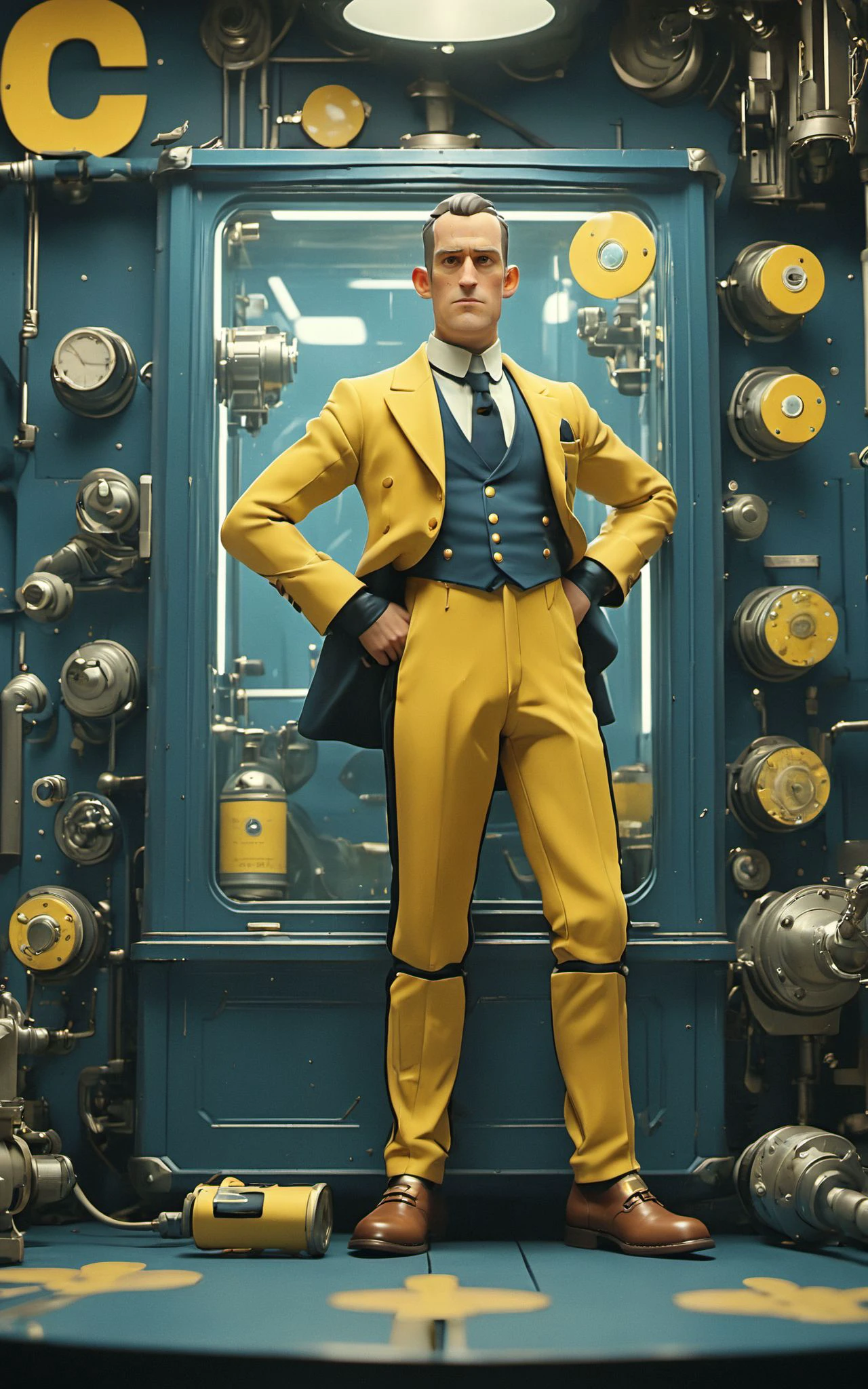 XUER Pixar style,<lora:绪儿 皮克斯风格 XUER Pixar style:0.8>,
by Joseph Christian Leyendecker and Alex Timmermans,(yellow , elegant , masterful:1.4),poster art,bold lines,hyper detailed,expressive,award winning,(movie still:1.4),(intricate details, masterpiece, best quality:1.4),
side lighting,looking at viewer,dynamic pose,wide angle view,(full body:1.5),