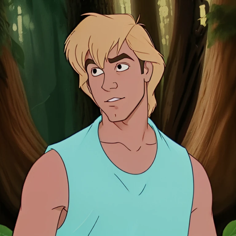 <lora:Zak V1.0-HH-000020:0.75> z9k5, 1boy,disney style animation drawing, drawing with dark lines, flat colors
1boy,man, tank top, close-up
<lora:DisneyRenV2:0.1> disneyrenaissance style
location: forest