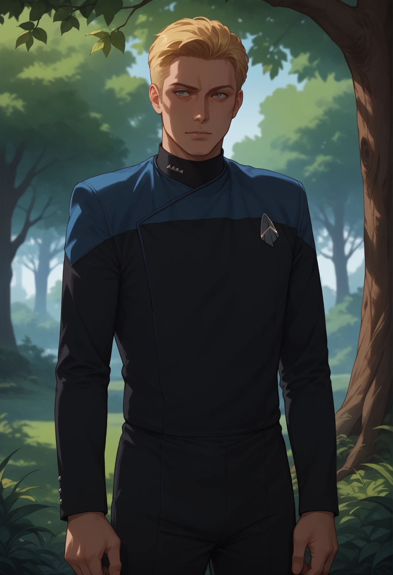 core_9, score_8_up, score_7_up, score_6_up,1boy,inspecting a tree,gold hair,outdoors,
pcdst,Star trek uniform,blue,blue shoulders,black jumpsuit
,<lora:PicardPony-000050>