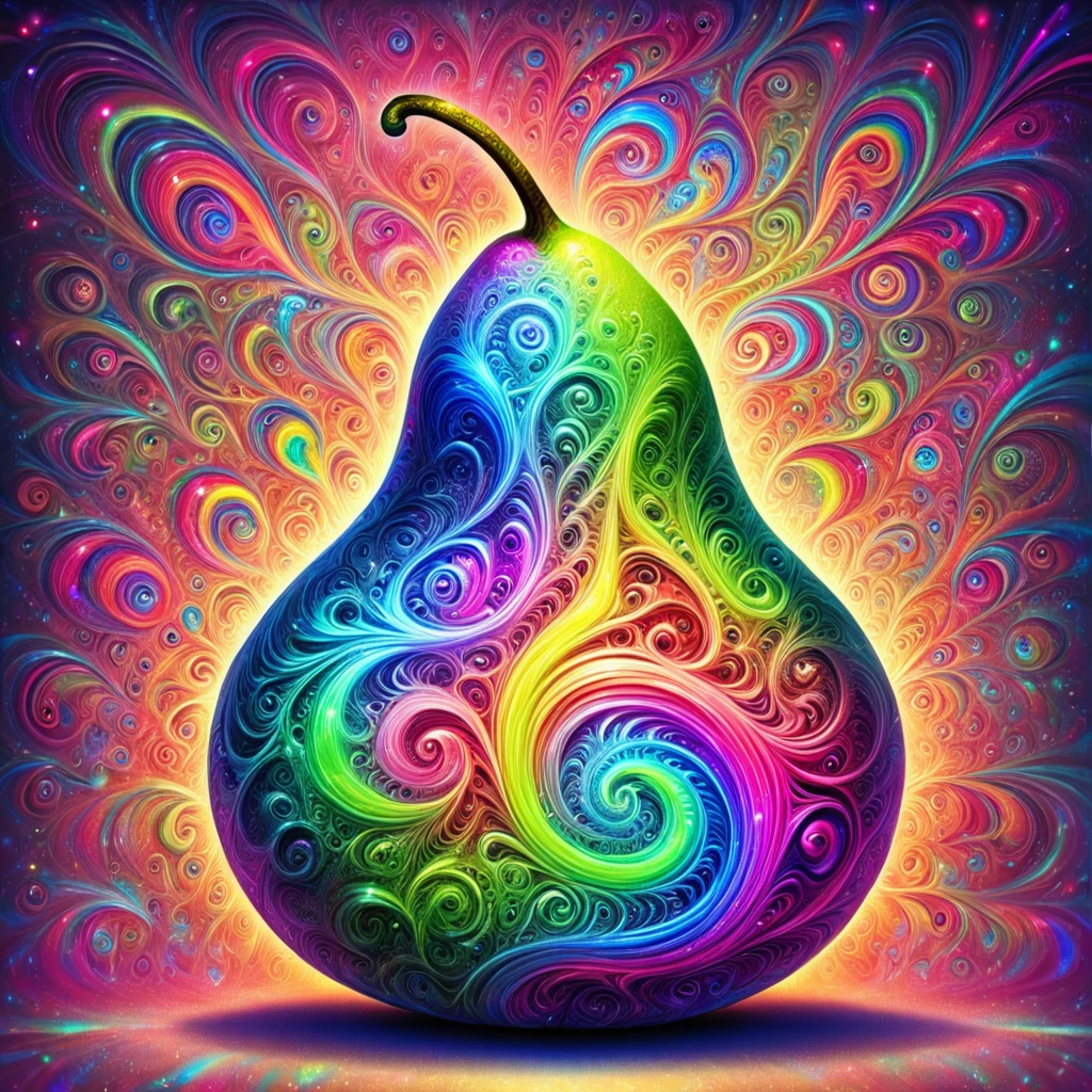 masterpiece,
psychedelicdream, no humans, colorful, simple background,pear,
, <lora:PsychedelicDream-xl-10:0.8>