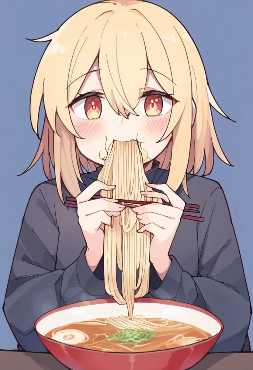 score_9, score_8, score_7, source_anime, eating ramen, 1girl, solo, upper body, bowl, holding chopsticks, shirt, blush, hair between eyes, long sleeves, looking at viewer , <lora:c092af6e-0e67-4cb6-893f-bf9ca7a29ff8:1.0>