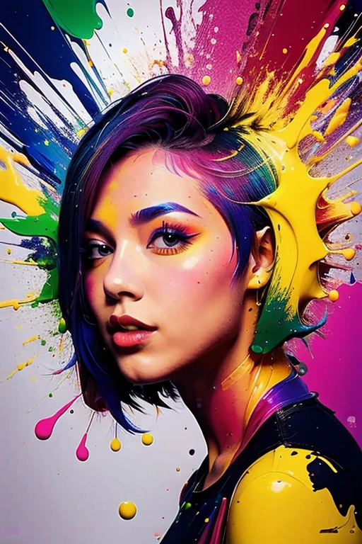 1girl,solo,(sexy:1.1),lips,(sideways:1.3),rainbow hair,multicolored hair,paint splatter,parted lips,nose,makeup,(short hair:1.4),multicolored clothes,colorful,,,,<lora:Dream color:0.85>,<lora:lightline-v2.0:0.6>,<lora:è¶å¾®ç»é¢ä¼åå¨_V10:0.5>