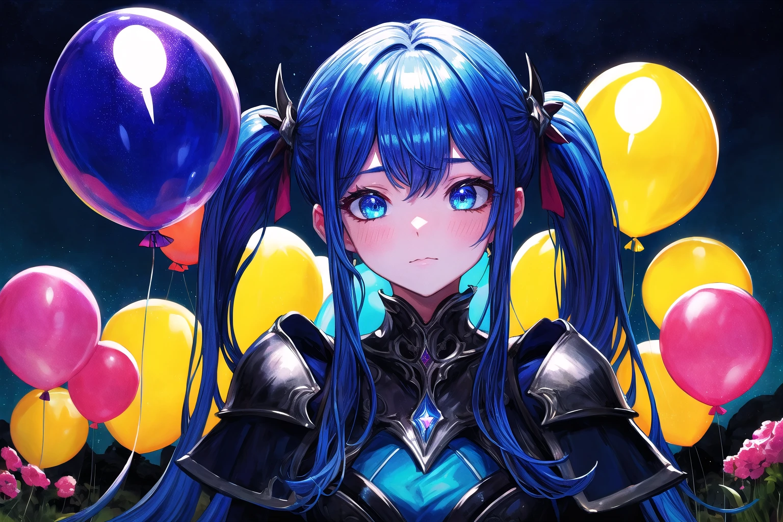 (Masterpiece), (highres), 8k, hyperdetailed, deep depth of field, motion blur, 0kazu, unique character concept, solo, finely crafted,balloons, sad, furrowed brows, (cowboy shot:1.2), unique character design, (traditional media:1.2), bokeh, facing viewer, looking at viewer, capelet, half- closed eyes, cinematic, armor, motion blur, blurry background, (stunning artwork, hyperdetailed:1.3), official, deep depth of field, sparkle, dreamy, blue sky, cloud, hypnotizing blue eyes, long face, (perfect face, detailed face:1.2), sexy, very long hair, disheveled hair, twintails, floating hair, sitting on balloon, bloom, glowing, blush, light smile, (retro artstyle), gorgeous, bloom, nature, shadow, (dark, night:1.5), fantasy, day, sunlight, 1 girl, atmospheric,saba_styl3,cara,perfect light,sugar_rune,coralinefilm,AGGA_ST020<lora:EMS-348304-EMS:0.900000>, <lora:EMS-91280-EMS:0.500000>, <lora:EMS-318001-EMS:0.300000>