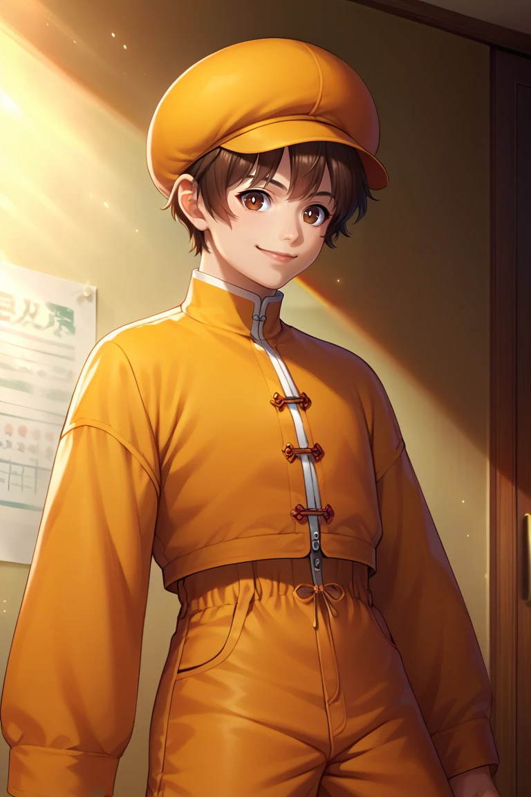 score_9, score_8_up, score_7_up, score_6_up, detailed, intricate details,best quality ,source_anime, cowboy shot,male focus,
bao, brown hair, brown eyes, yellow jacket, long sleeves, yellow shorts, yellow hat, 1boy, solo, male focus, shorts, dragon, smile, eastern dragon, fighting stance<lora:EMS-423433-EMS:1.000000>