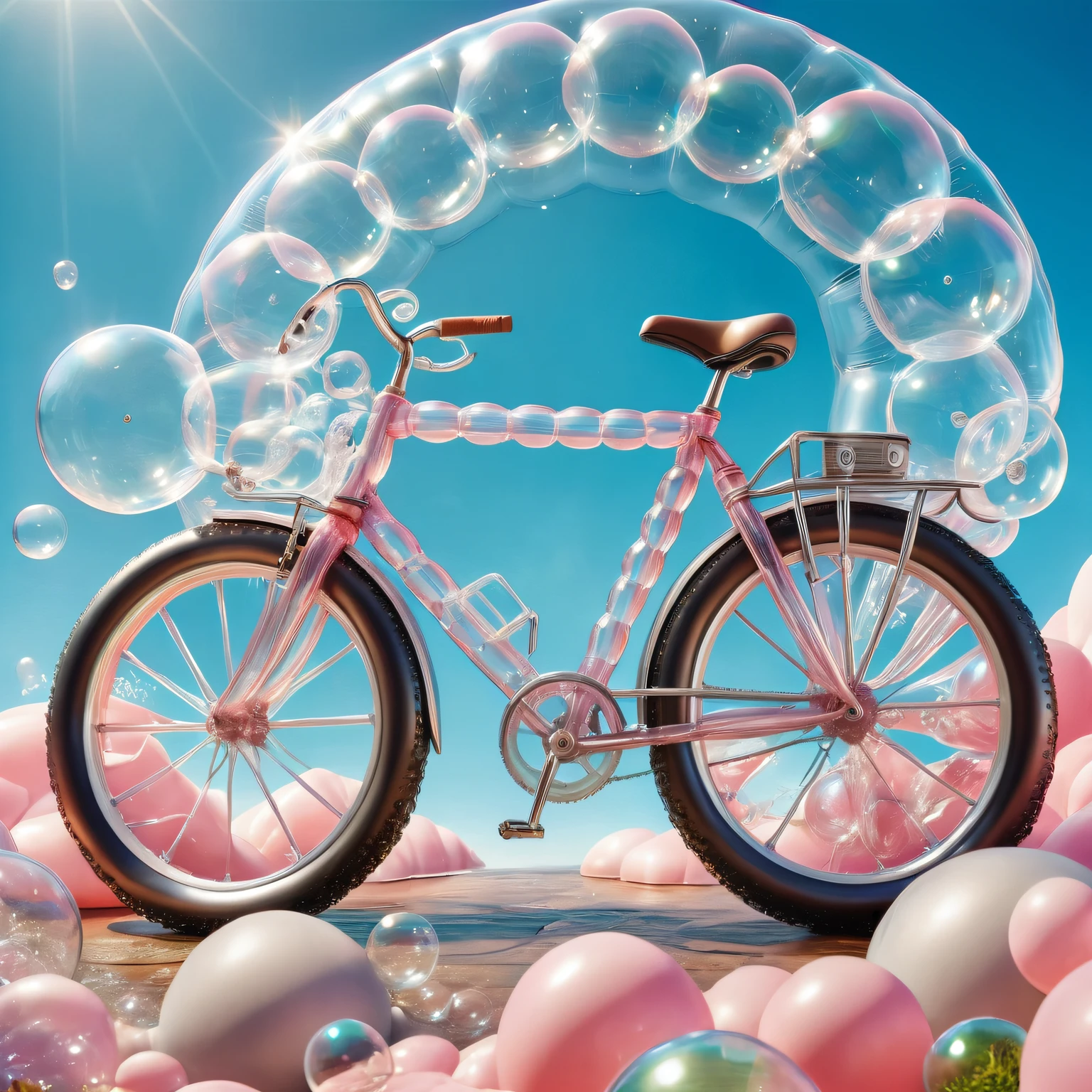 zynflatable, inflatable, bubble, scenery, close-up, outdoor, bicicle, highly detailed, film grain, <lora:zy_Inflatable_World_Morph _v1:.7>