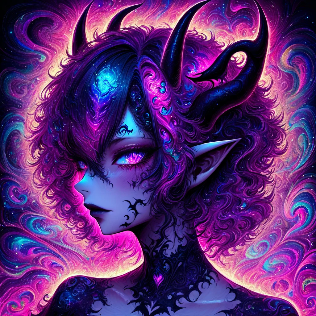 masterpiece,
psychedelicdream, demon girl,horns,,solo,portrait,
, <lora:PsychedelicDream-xl-10:0.8>