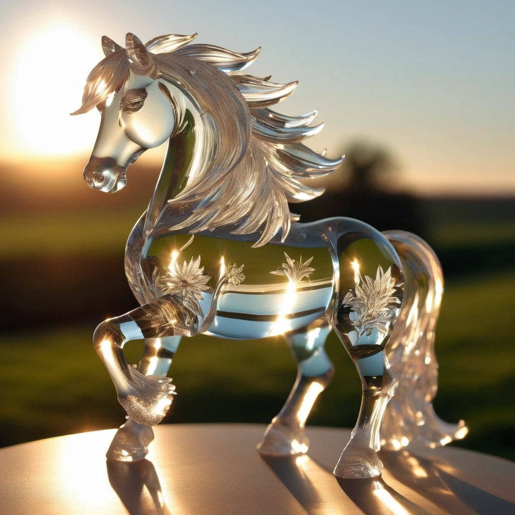 Fine-Cut Glass horse in the sunshine