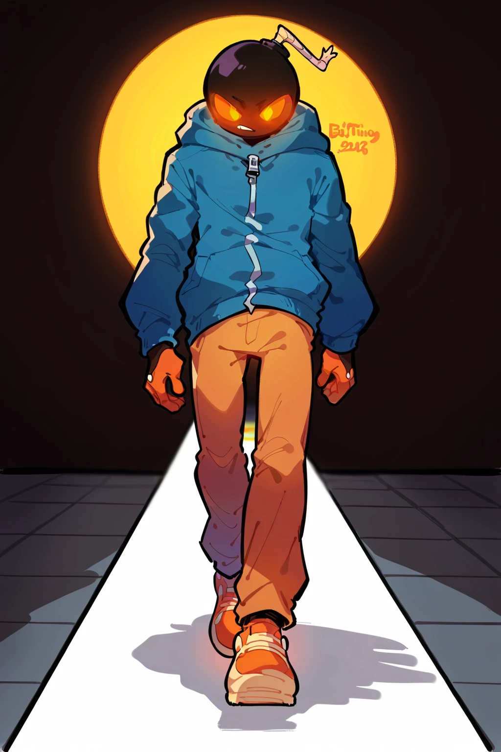 score_9, score_8_up, score_7_up,
((best quality)), absurdres,
<lora:WhittyPXL:1> whittypxl, glowing eyes, male, 1boy,
full body, walking, blue jacket, orange pants, orange shoes,
<lora:Smooth Anime Style LoRA XL:0.7> Smooth, Anime, <lora:Expressive_H:1> Expressiveh,