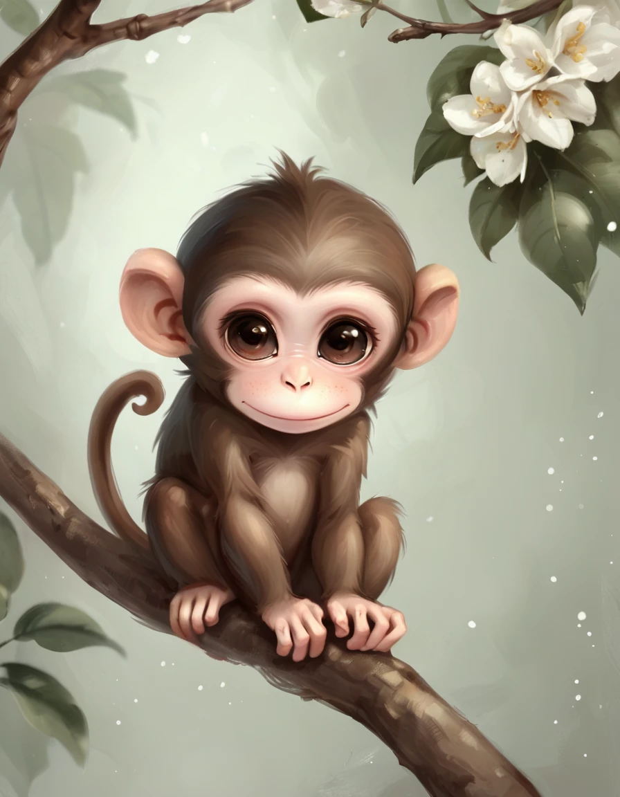 monkey on a branch  <lora:novuschroma31 style_b3:1> novuschroma31 style