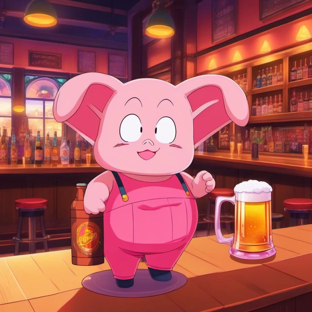 anime artwork a pink Oolong with having a beer in a pub <lora:Oolong1024-v2:0.8> . anime style, key visual, vibrant, studio anime,  highly detailed