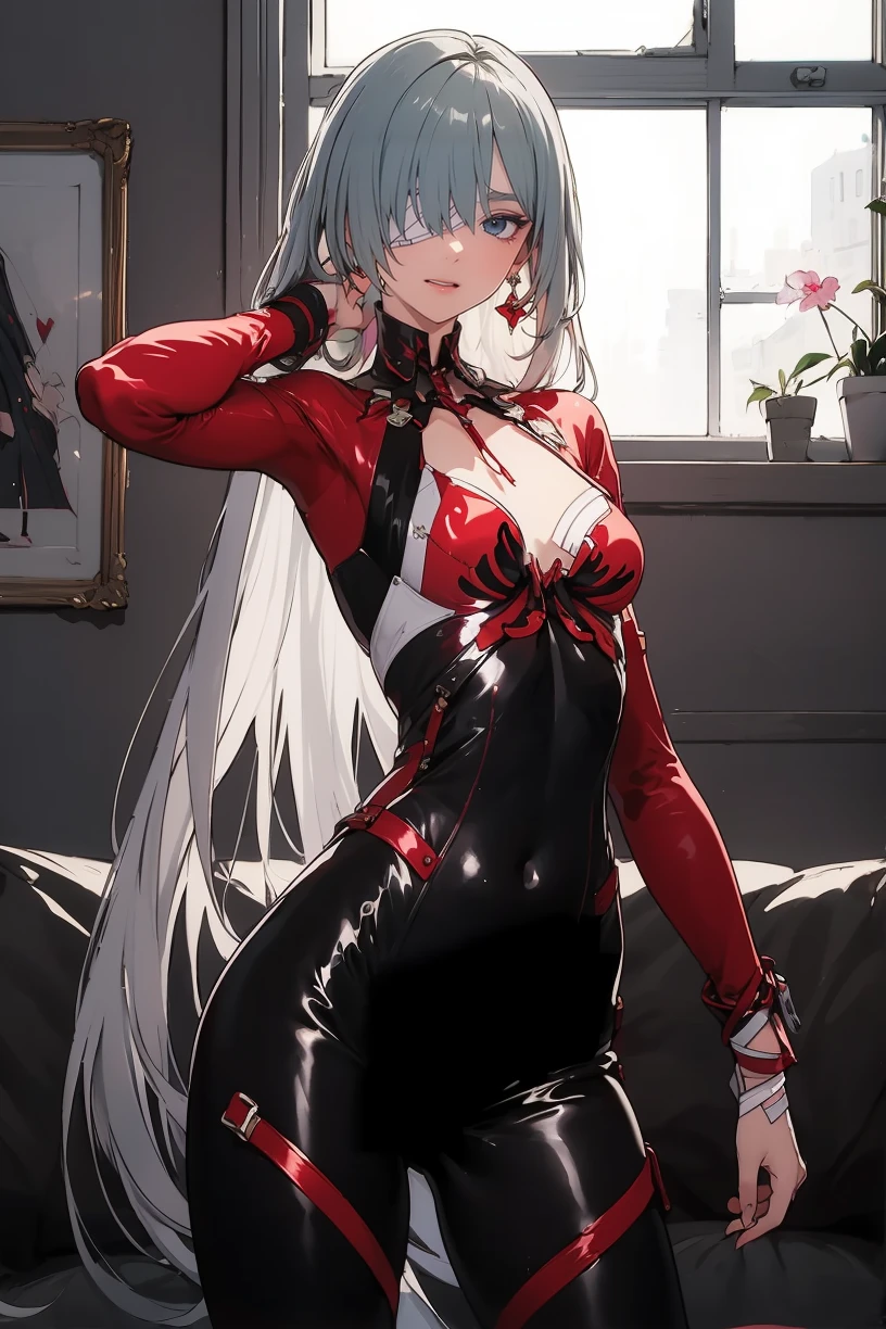 (UHigh resolution, retina, masterpiece, Accurate, Anatomically correct, Textured skin, Very detailed, Attention to detail, high quality, 最high quality, High resolution, 1080p, High resolution, 4K, 8k, 16k), (Beautiful details, Beautiful lip detail, Very detailedな目と顔),Bunny girl、Perfect Anatomy、One Woman、Red costume、Red Stockings、Red bow tie、白い襟にRed bow tie、Attractive ass、String Bat、、Dim lighting、Natural look、magic room、eroticism、最high quality、最high quality、Masseter region:1.3、high qualityの詳細、８ｋ