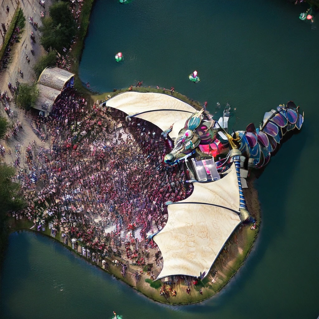 floral dragon, Tomorrowland, rose garden, from above