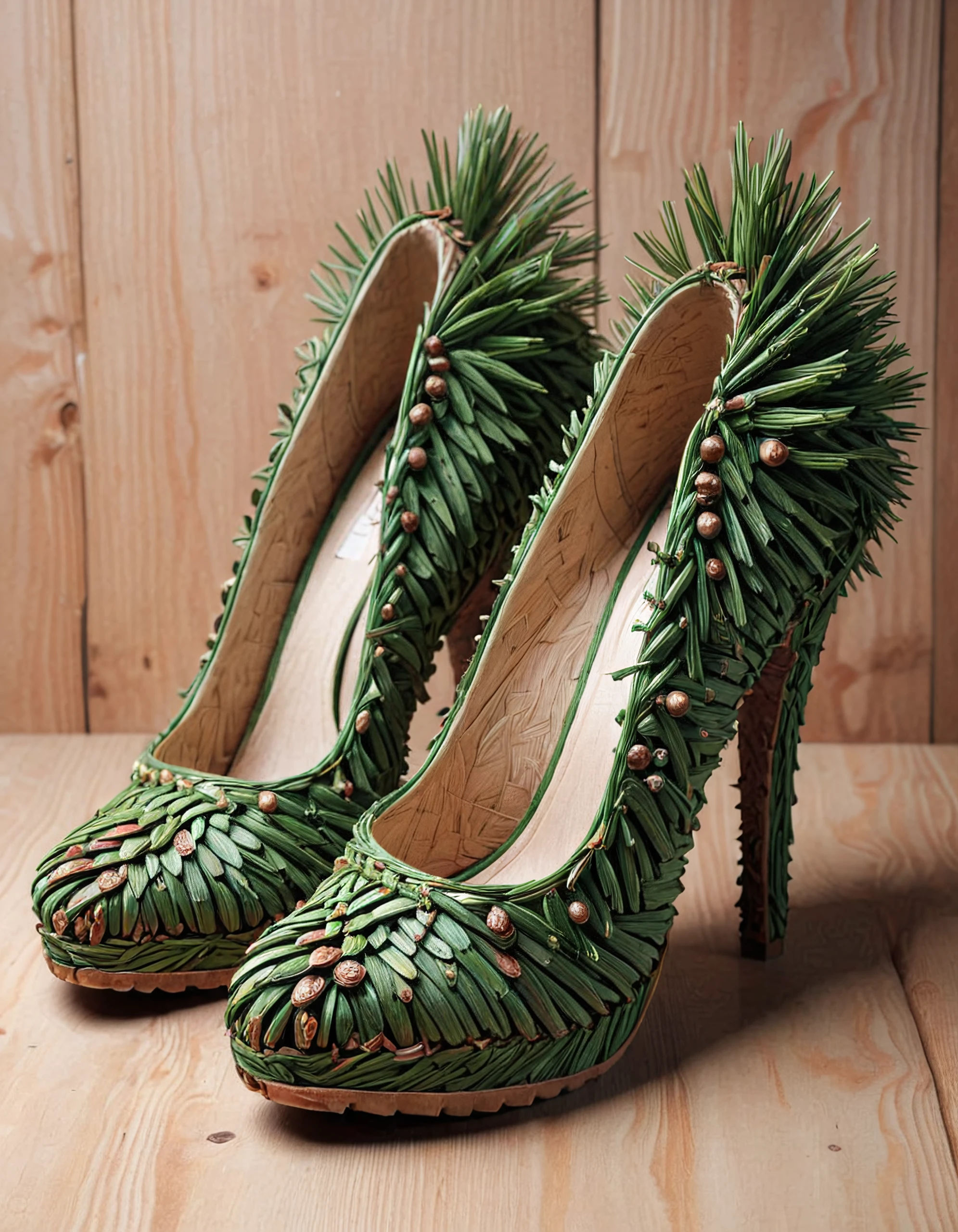 high heels made of pines and needles