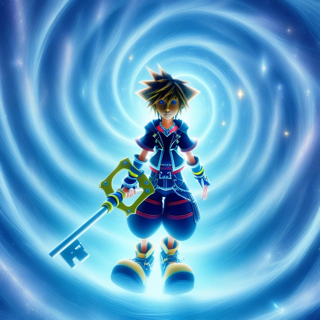 sorakh, keyblade, 1boy, standing in a vortex of magic