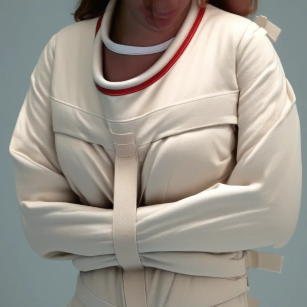 women wearing a Poesy Straitjacket in padded cell