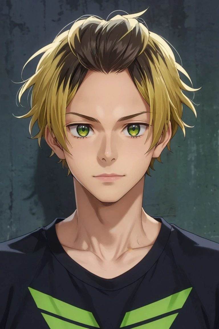 score_9, score_8_up, score_7_up, source_anime, rating_safe, , (photorealistic:0.6), looking at viewer, , 1boy, solo, male focus, <lora:gonzaburou_tashiro_pony:0.74>, gonzaburou_tashiro, blonde hair, green eyes, short hair, multicolored hair, two-tone hair, streaked hair, black hair, bangs, bangs pinned back, symmetry, apartment, midnight, outstretched arms, :D, , <lora:sdxl_lightning_8step_lora:1>