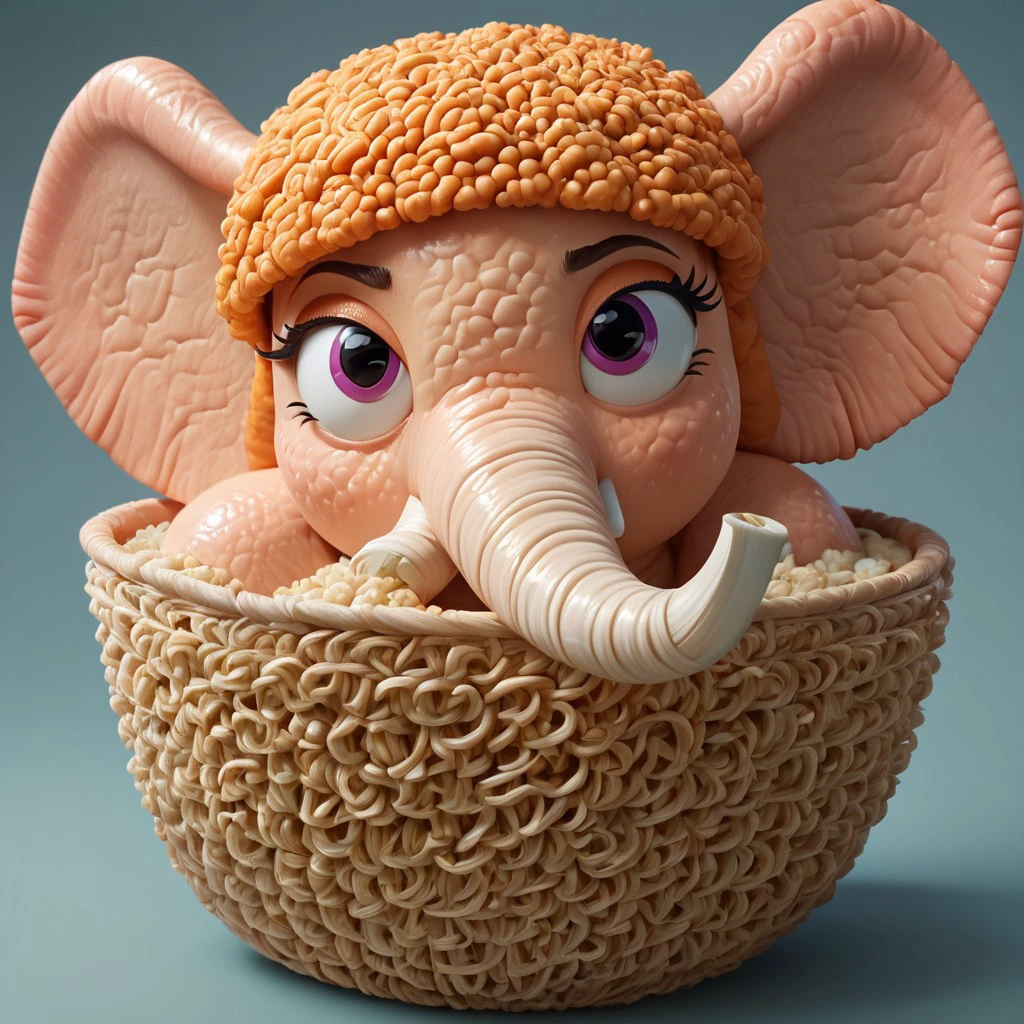 score_9, score_8_up, score_7_up, ((made out of puffed rice crispy:1.5)), elephant,