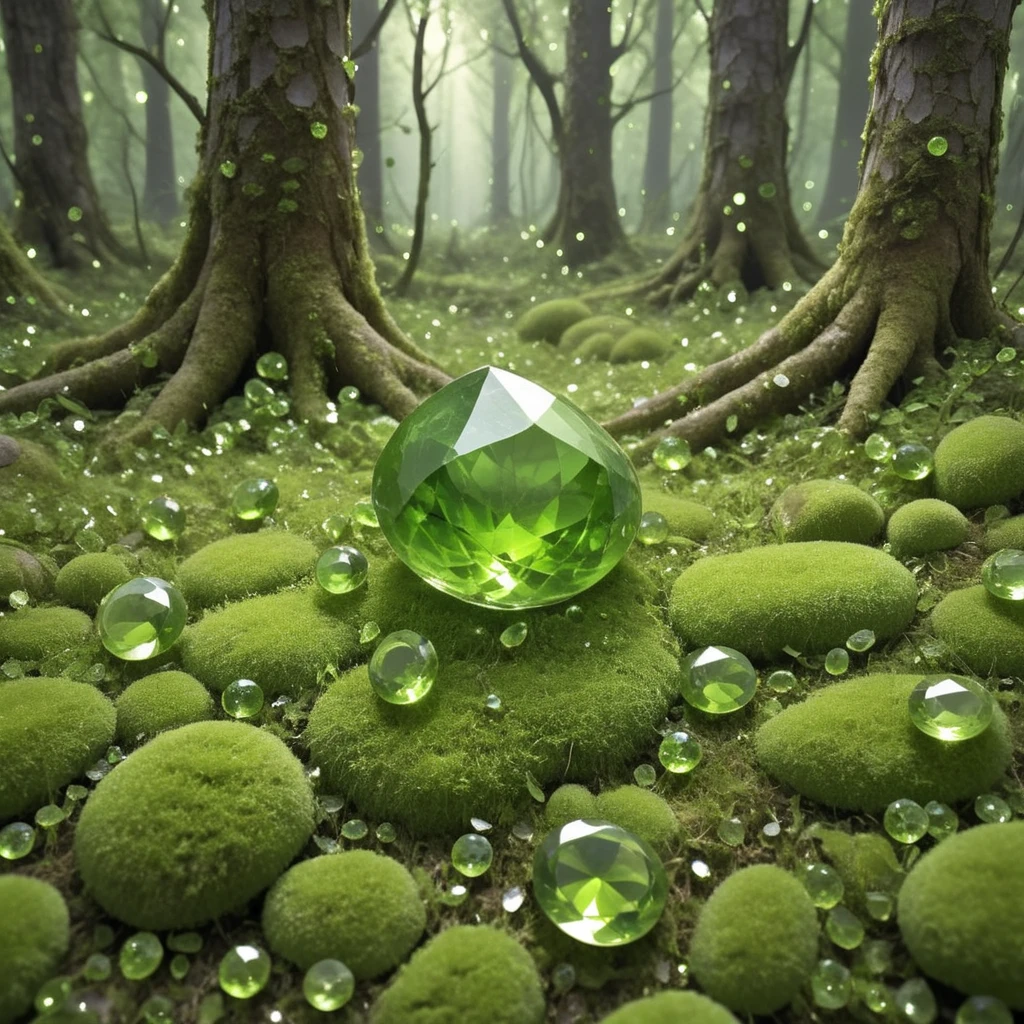 forest, made out of hud_per1d0t_wrld, green gem, glittering, fantastical, whimsical, <lora:peridot:0.7>