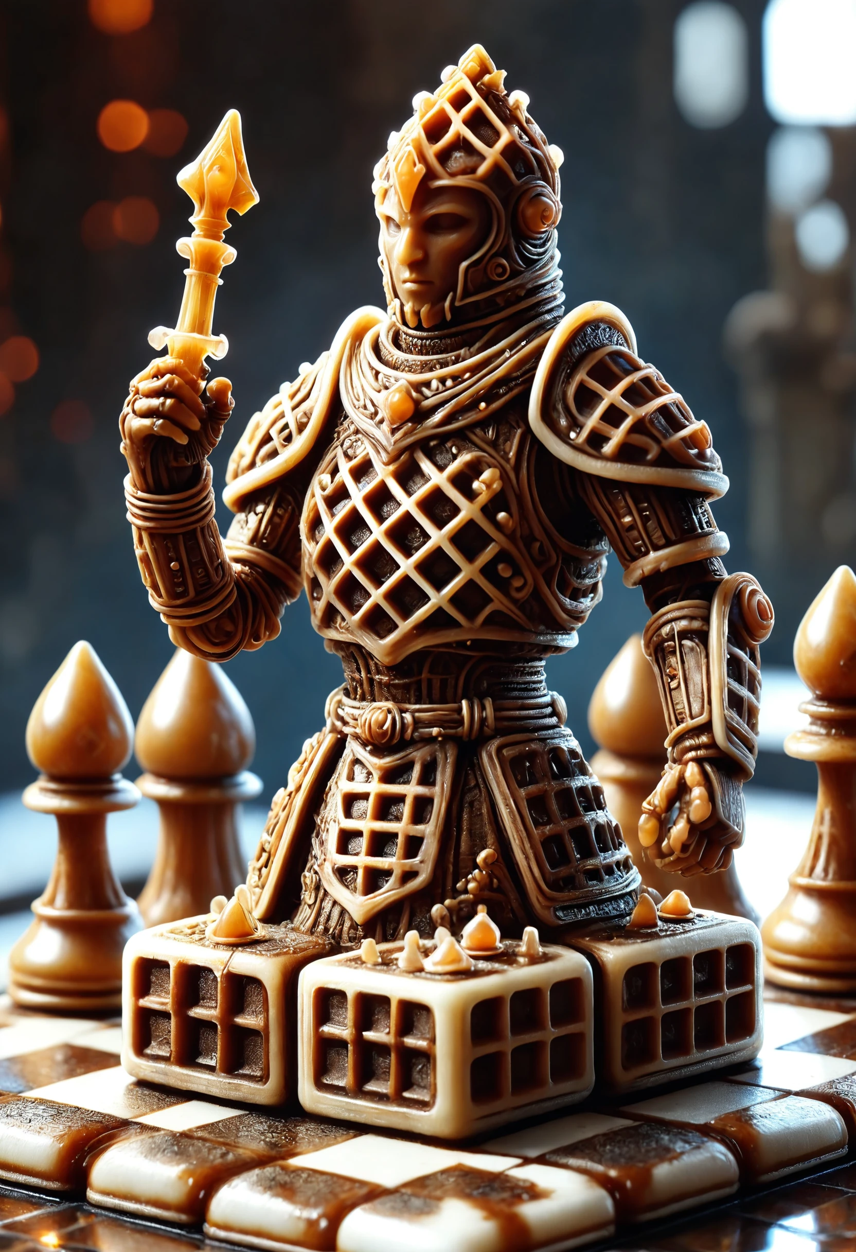 miniature rogue chess piece made of dvr-wffl, half translucent rusty metal, cybernetic threads, blooming entropy, silver particles, fiber optics, chest, underground tavern weathered chess board environment, medieval fantasy art
<lora:dvr-wffl:1>