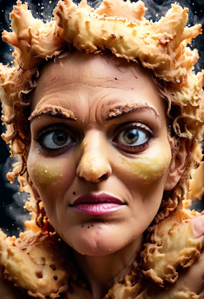 Deep Fried & Crispy, portrait of a beautiful woman,