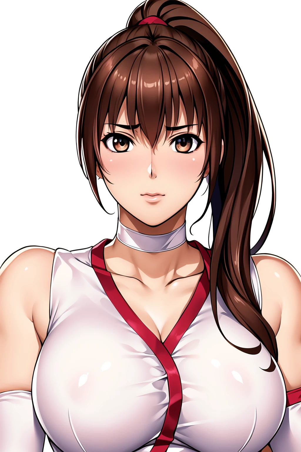 score_9, score_8_up, source_anime, , solo, ikuchan, 1girl, muscular, nude, revy, black lagoon, brown hair, upper body, front view, professional photography, professional photoshoot, cinematic, closeup, chest focus, chest only,  choker, red eyeshadow,
