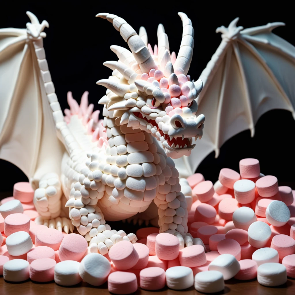 a dragon made out of Jed-mrshmlw  , <lora:MarshmallowStyle-000007:0.5>