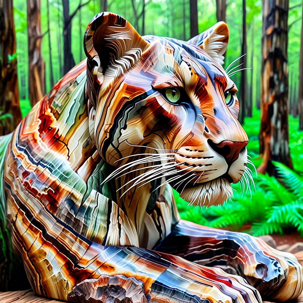 Petrified Wood, a panther in the forest