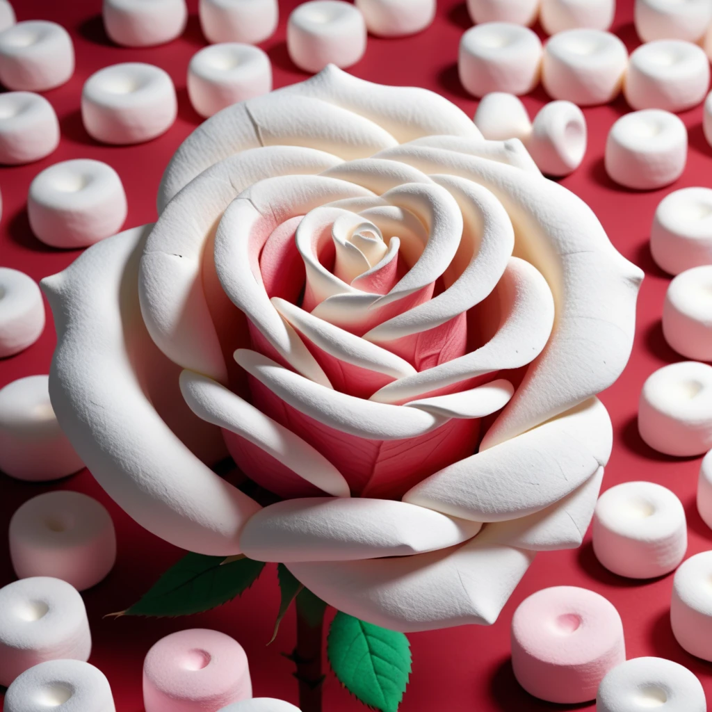 a rose made out of Jed-mrshmlw  , <lora:MarshmallowStyle-000007:0.5>, masterpiece