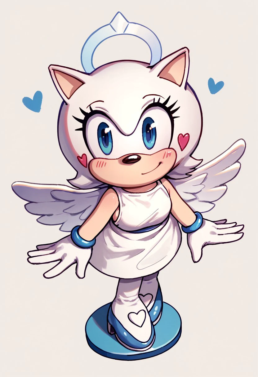 score_9, score_8_up, score_7_up BREAK Angelchu, 1girl, angel hedgehog, light blue eyes, white body, pink heart blush, angel wings, gold angel halo, light blue mary jane shoes, smiling at viewer, heaven background, heaven, full body,