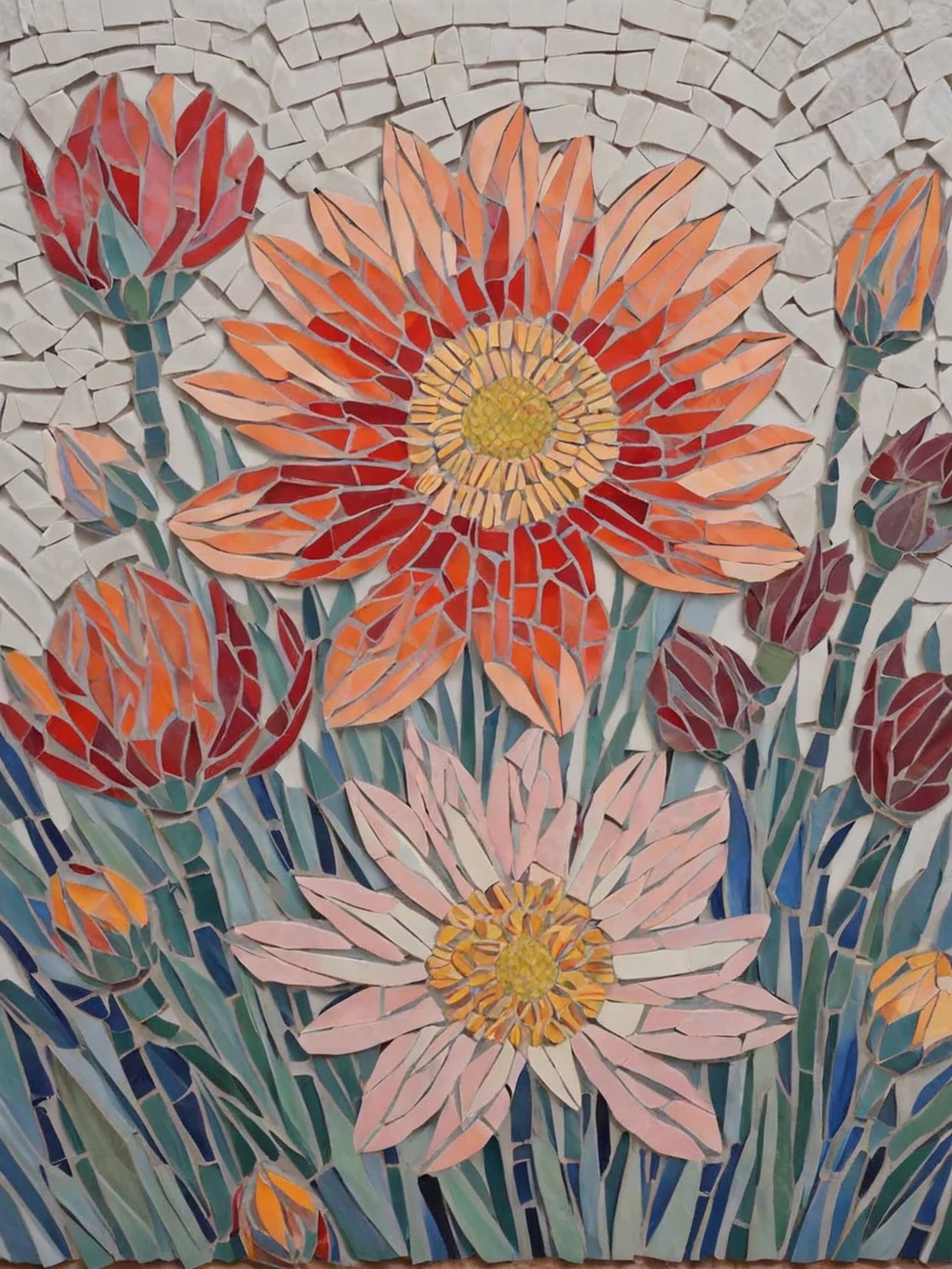 <lora:mosaicXL:1> mosaic, traditional media, flower