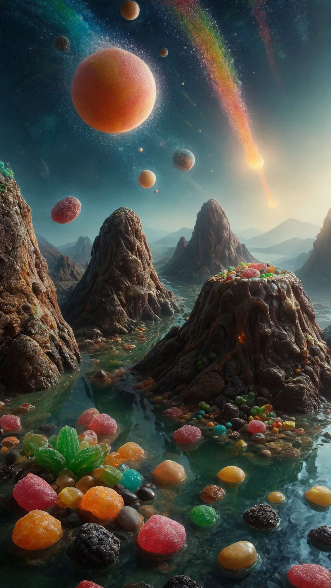 Alien landscape with floating rocks
 <lora:aidmaCandyWorldMorph-MoreArtfull-v0.1:1> candy,