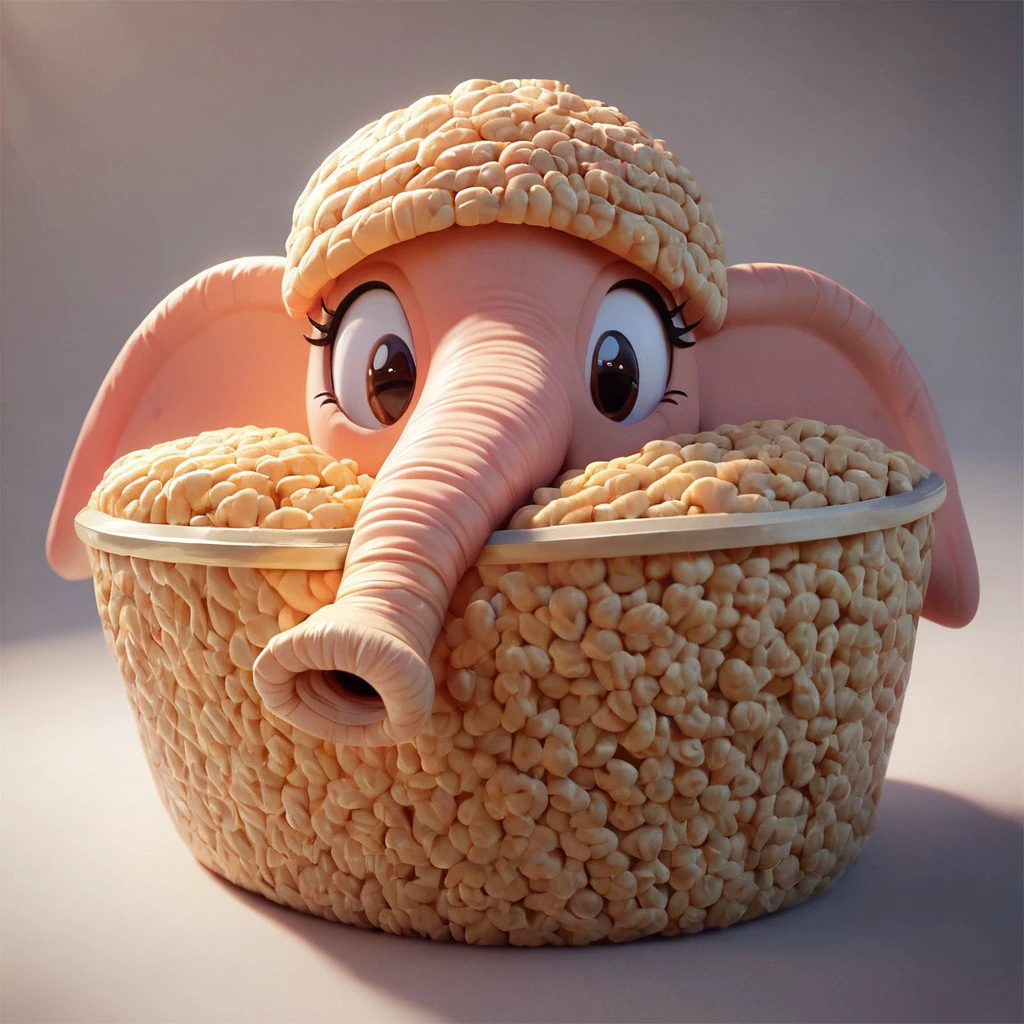 score_9, score_8_up, score_7_up, ((made out of puffed rice crispy:1.5)), elephant,