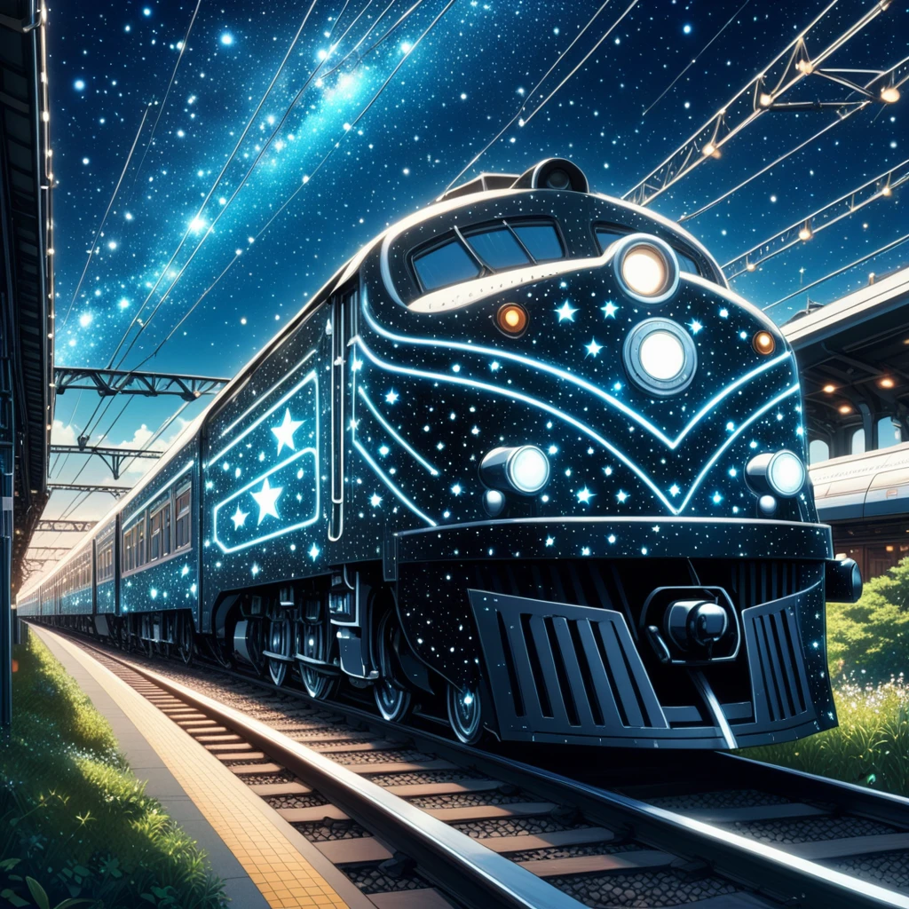 <lora:Starry_Morph:1> starry_morph, train, (anime, masterpiece, intricate:1.3), (best quality, hires textures, high detail:1.2), (4k),(incredibly detailed:1.4),UHD, 8K, ultra detailed