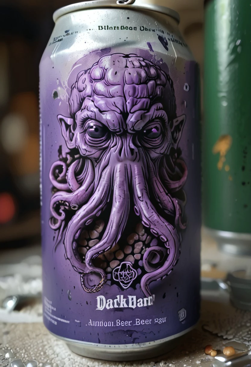 beerlabel, purple beer can, cthulhu, solo