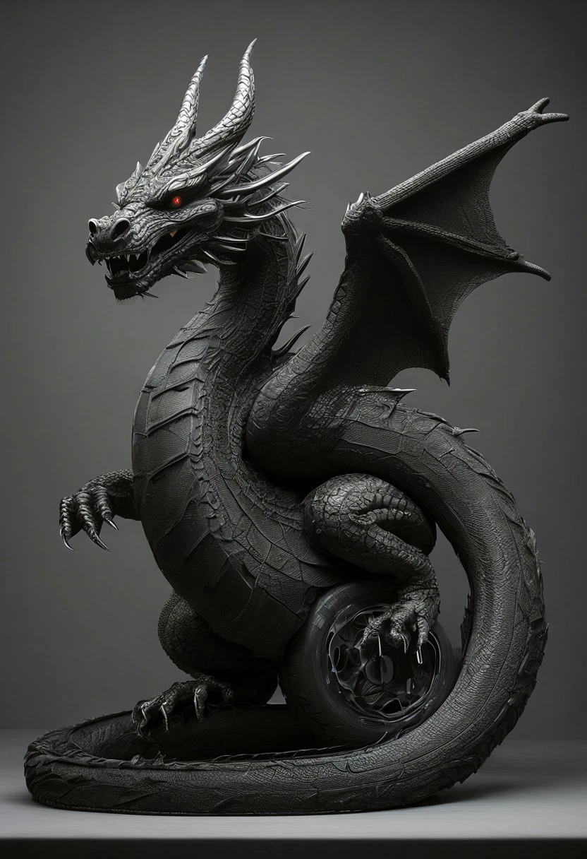 (((A fabulous dragon made of car tires)))