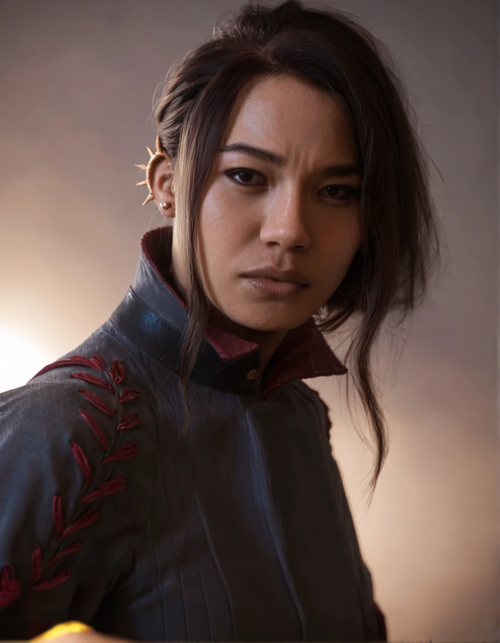 score_9, score_8_up, score_7_up,score_6_up,high resolution,haymar,photo,realistic,3d,asian,1girl,brown hair,hair bun,earrings,jacket,long sleeves,boots,pants, volumetric lighting,rim lighting,dof,dramatic shadow,close-up,street,dynamic pose,looking at viewer