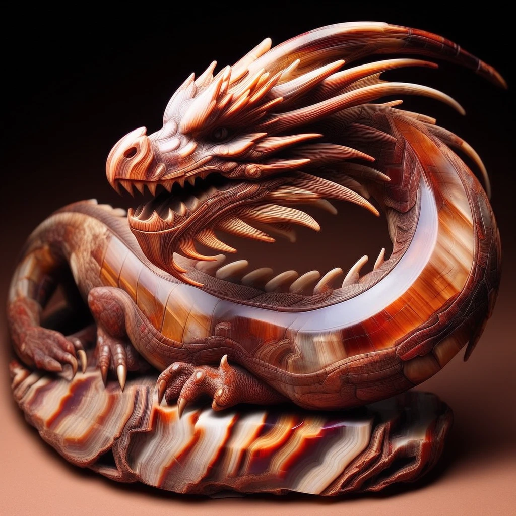 petrified wood, a dragon