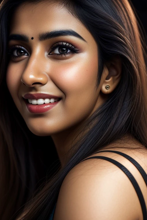 (extremely intricate:1.3), (realistic), beautiful Indian girl
face close up, portrait, , sharp focus, dramatic, award winning, cinematic lighting, octane render  unreal engine,
Inayat Neha an Indian girl, 20yr old, sleek cheekbone, dark black skin, big lips, smiling. Inayat Neha is a beautiful Instagram model. black eyes, 
long hair, bindi dot in forehead, 
UHD, 8K, ultra detailed, a cinematic photograph of HDR photo of Closeup photo of a beautiful woman,