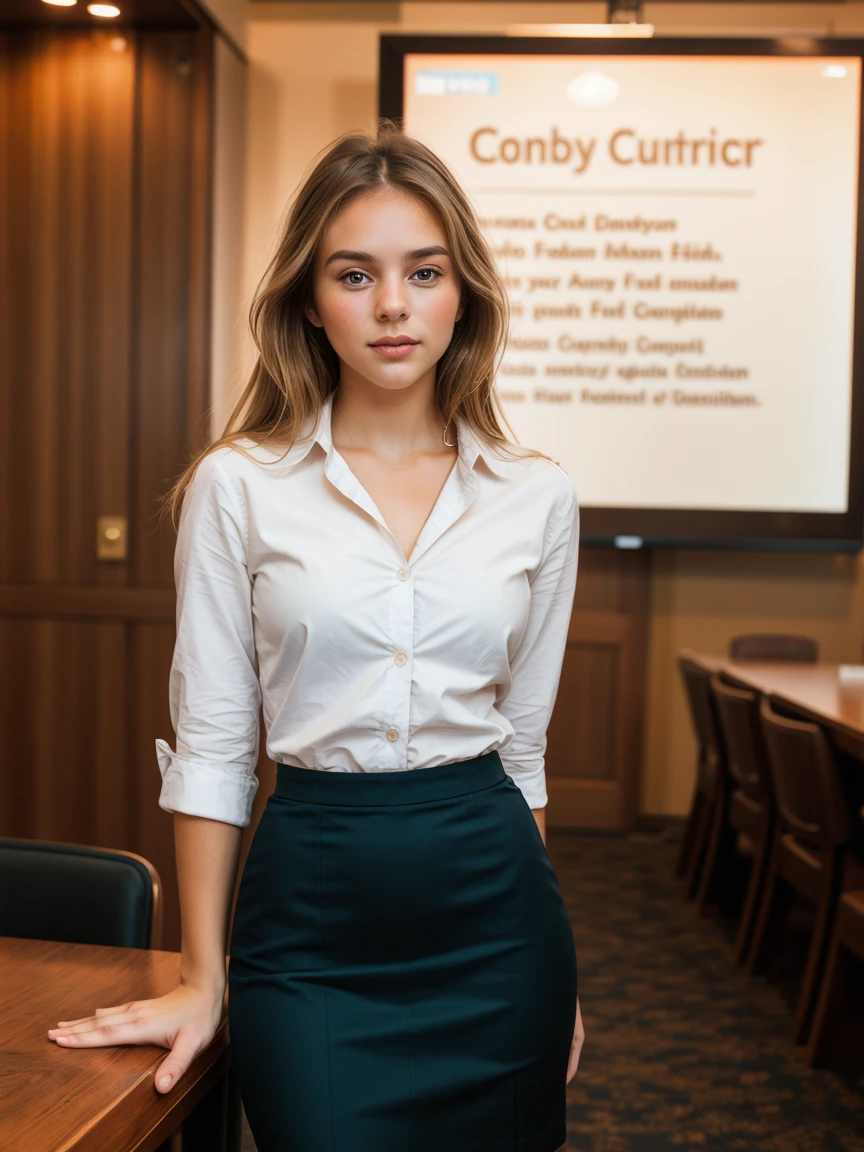 RAW photograph, tv_Betsy_Sunderland_MXAI
BREAK
, angry expression, wearing a pencil skirt, wearing a dress shirt, wearing a blazer, standing at the edge of a conference table, shot from below, ((cowboy shot)),
BREAK, 8k uhd, dslr, soft lighting, high quality, film grain, Fujifilm XT3, (((Ultra-HD-details, Ultra-HD-detailed, Ultra-HD-realistic, Ultra-HD-photo-same-realistic-quality-details)))